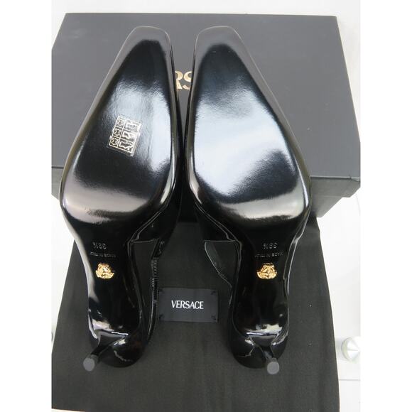 NIB VERSACE CORSET RED SATIN GOLD MEDUSA SANDALS HIGH HEEL PUMPS 40.5 10.5 ITALY - Picture 10 of 12